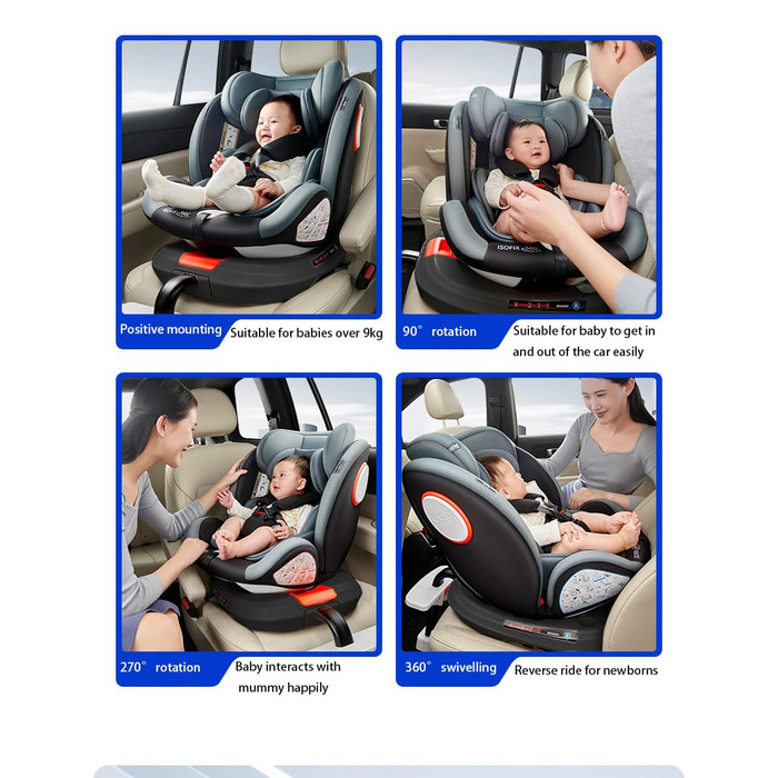 Автокрісло дитяче Magic ZC 360° з регулюванням висоти та нахилу, чорний (без підніжки), оновлена версія C007