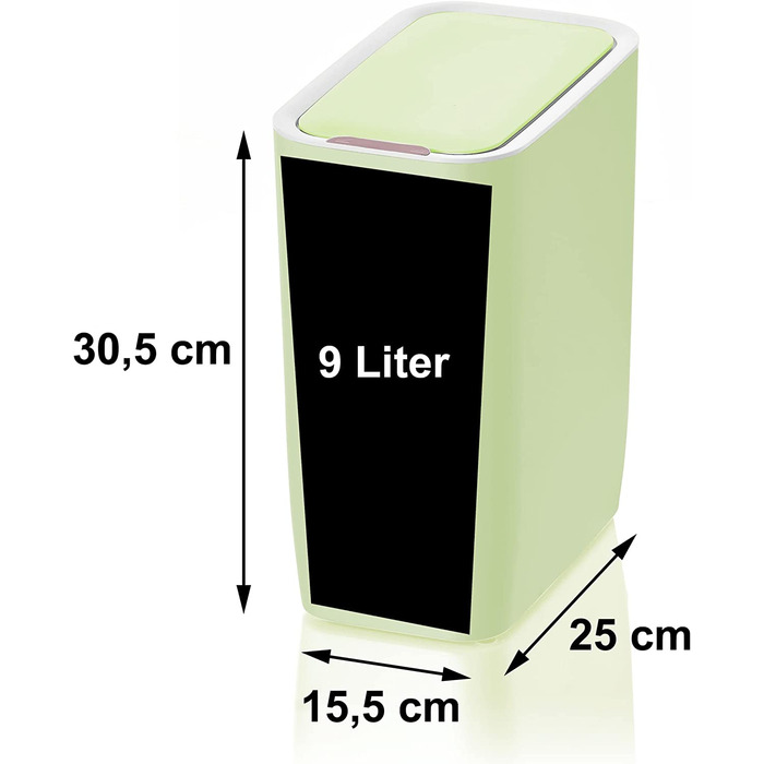 Автоматичний датчик AMARE косметичне відро, відро для сміття об'ємом 9 л, овальне білого кольору, 30,5 х 25 х 15,5 см (овал 9 л, м'ятно-зелений)
