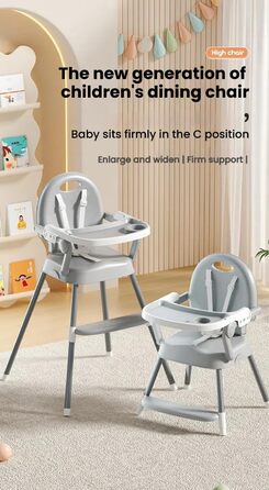 Дитячий стільчик для годування Magic ZC 8123 Grey - регульована висота, 3 положення, знімні столики