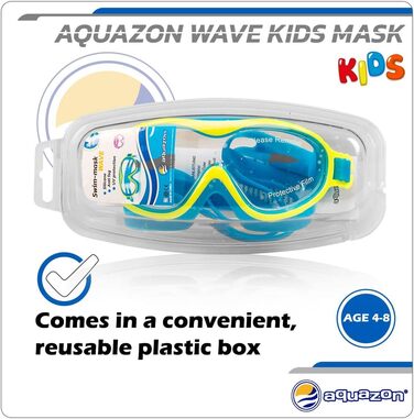 Окуляри для плавання AQUAZON Wave Junior 3-7 років жовто-блакитні