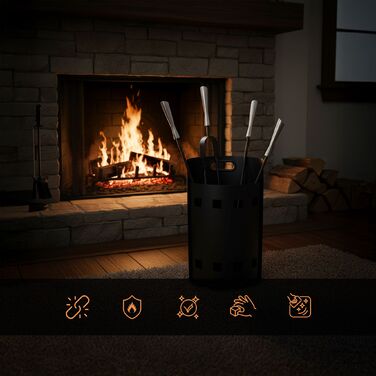 Набір для каміну Relaxdays, 5 предметів з контейнером