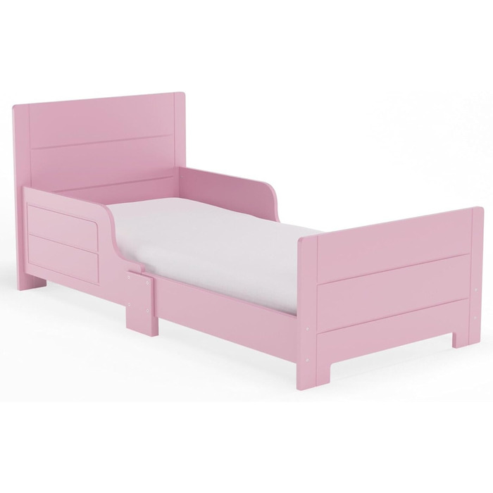 Дерев'яне дитяче ліжко URBNLIVING з бортиками для безпеки, для дівчаток та хлопчиків, в стилі Rose
