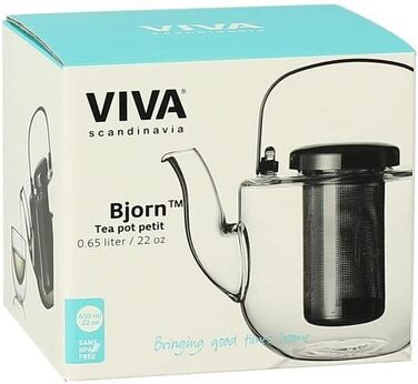Чайник VIVA Scandinavia з фільтром, скляний чайник з термостійким ситечком, скляний чайник з підігрівом, без розсипного чайного пакетика, 1,3 л (0,65 л)