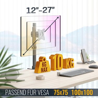 Кріплення для монітора RICOO TS7011: підставка для екрану 12-27 дюймів, кріплення VESA 75/100, настільний тримач для комп'ютера