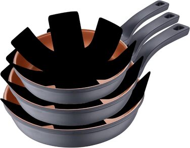 Набір кухонних сковорідок San Ignacio Bronze (3 шт.) з антипригарним покриттям, 28 x 28 x 4,5 см, алюміній, для всіх плит