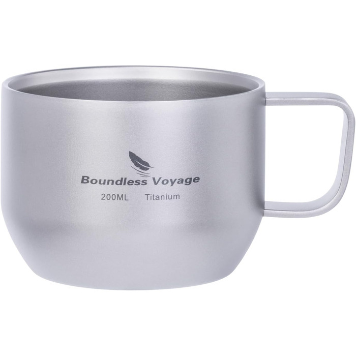 iBasingo чашка для еспресо Titan 200мл, подвійні стінки, нержавіюча сталь, для лате, капучино, какао, чай, подорожі, кемпінг, ультралегка, міцна