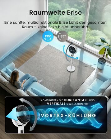 Вентилятор Pro Breeze AirFlo Standventilator: тихий, з пульт, LED-дисплей, 109 см, 2 режими, осциляція, 29 дБ, регулювання висоти, для дому, офісу, спальні, AirFlo WLAN
