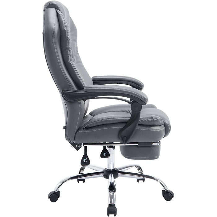 Офісне крісло CLP Castle зі штучної шкіри I обертове крісло з регульованою висотою і підставкою для ніг, Колір (Сірий)