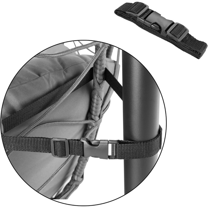 Підвісне крісло-гойдалка з каркасом Anthrazit (антрацит) для дому та саду. Комплект з подушкою та підстилкою. Ідеально для балкону, тераси, саду. Штучне волокно.