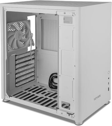 YEYIAN Hussar Plus повнорозмірний корпус для ПК ATX/Micro ATX/Mini ITX із загартованим склом, прозора бокова панель, 1 вентилятор 120 мм