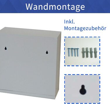 Шкафчик для ліків Style Home з замком, 60x30x12 см, 4 відділення, металевий, з дверцятами зі скла, включаючи 2 ключі (білий)