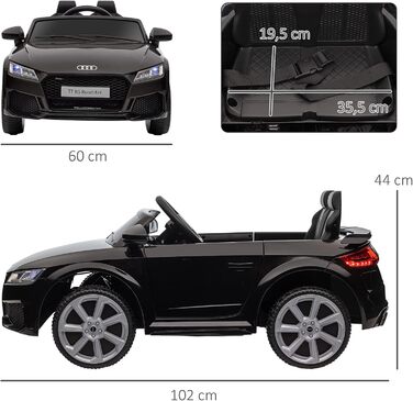 Дитячий електромобіль HOMCOM 12V з пультом, музикою, USB, MP3, LED-фарами, для дітей 3-5 років, чорний