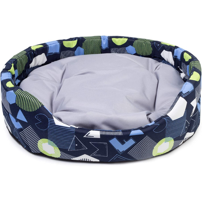 Ліжко для собак в бутік-зоопарку / овальна подушка для маленьких собак або кішок / стійка до подряпин підстилка для собак з подушкою / кошик для собак / миється поліестер / великий розмір S (46x40 см / Колір (L 57x52 см, темно-синій з малюнком)