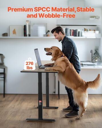 Електричний стіл VEVOR з подвійним мотором, регульована висота 65-129 см та довжина 110-178 см, чорний, для офісу та дому