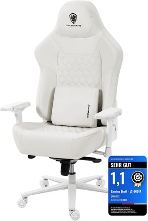 Ігровий крісло Dowinx для геймерів Esport, ергономічний офісний крісло з підлокітниками 4D та масажем попереку, витримує до 200 кг, регульована висота (білий)