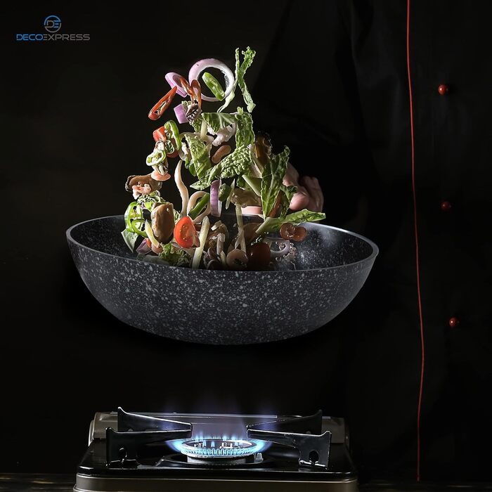 Індукційний Вок Deco Express, сковорода з антипригарним покриттям 24 см і 28 см, глибока сковорода з термічним і алмазним покриттям, антипригарна