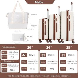 Набір валіз Travelhouse Ascona 5-в-1 (75/65/55 см) з TSA-замком, Spinner-колесами, ABS+PC, темно-зелений (кремовий/білий)