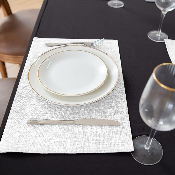 Тканинні серветки на стіл Rinpon, 8 шт., льон, для кухні, машинного прання, термостійкі, без складок, товстий поліестер, білі