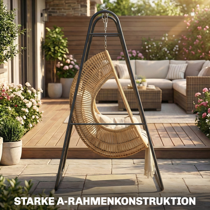 Стійка для гамака, вантажопідйомність 150 кг, для внутрішнього та зовнішнього використання, Чорна