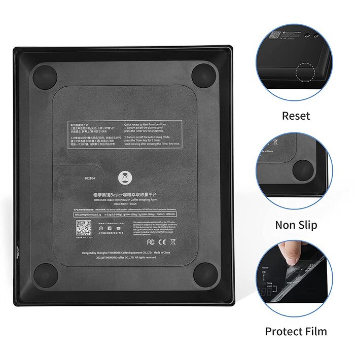 Ваги для кави TIMEMORE Basis Plus, цифрові, з таймером, до 2000 г (чорний)