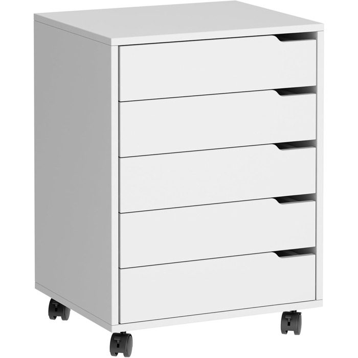 Контейнер для документів Sogesfurniture, офісний шафа з 5 висувними ящиками, білий