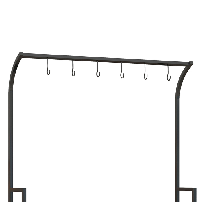 Outsunny Plant Stand Підставка для квітів з 3 ярусами та 6 гачками, сталеві сходи для рослин у чорному кольорі, 110x50x170см для саду та балкона