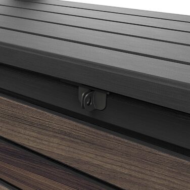 Стілець-лавка Keter Eden для балкона та саду, з інтегрованою коробкою для зберігання (265 л), 140x60x84 см, вологостійкий, з імітацією дерева (палісандр)