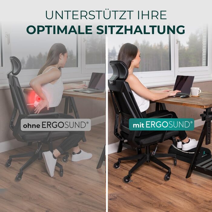 Підставка для ніг під стіл Ergocomfort Premium, регульована, чорна. Ергономічна підставка для ніг, офіс, home office