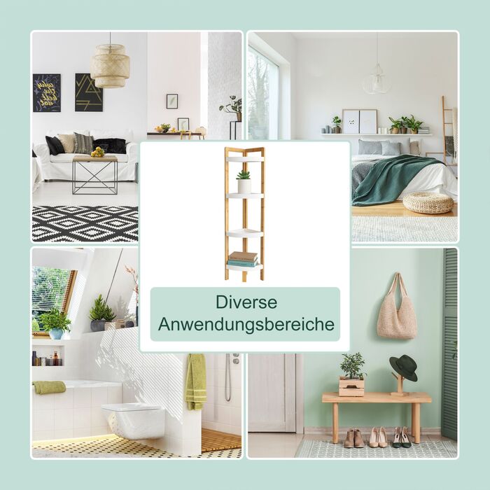 Поличкова стійка Relaxdays з бамбука для кута з полицями