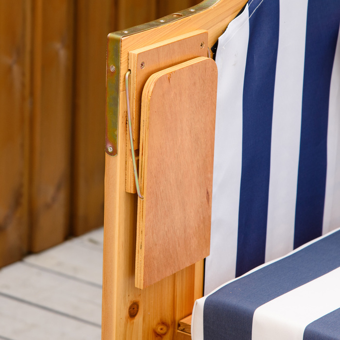 Пляжний крісло-лежак з дахом та столом, блакитний