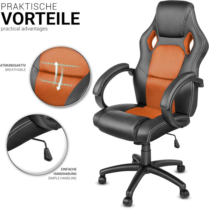 Офісне крісло TRESKO Racing Executive Chair, 14 кольорів, м'які підлокітники, кулісний механізм, протестовано SGS