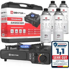 Газовий набір для кемпінгу: плита, 4 балончики 227г та кейс. Плита для кемпінгу, приготування їжі без електрики. Газова плита, газова картридж, кейс для транспортування