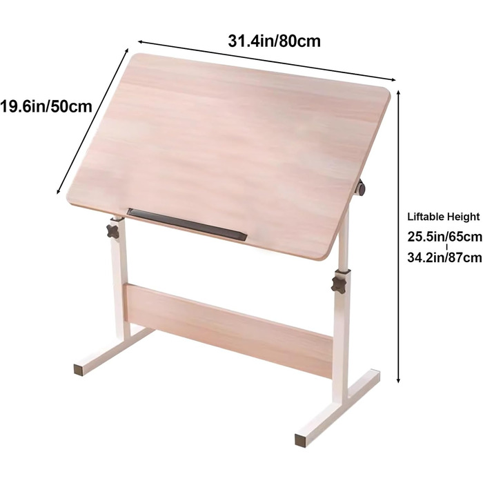 Регульований стіл для малювання, письмовий стіл для художника, білий стіл для малювання, компактний комп'ютерний стіл, 40 x 60 см, 50x80 см
