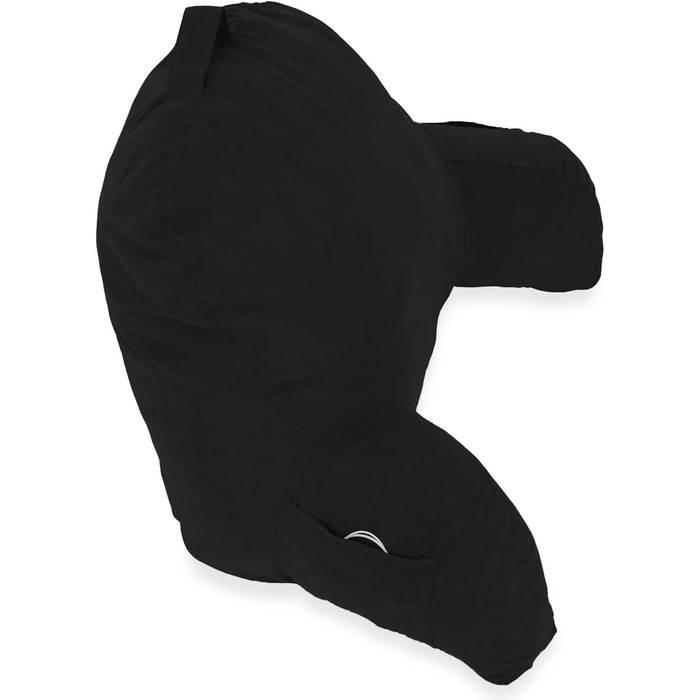 Підголовник для ліжка Deluxe Comfort з мікросуєду - м'яке крісло для читання та відпочинку з підлокітниками, чорний