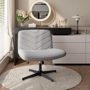 Офісне крісло Yaheetech з роликами, регульоване по висоті, з широким сидінням та середньою спинкою, для офісу та спальні (Світло-сірий)