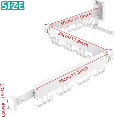 Висувна настінна сушарка Honeyhouse, складна поворотна з 18 гачками, рушникосушка (біла)