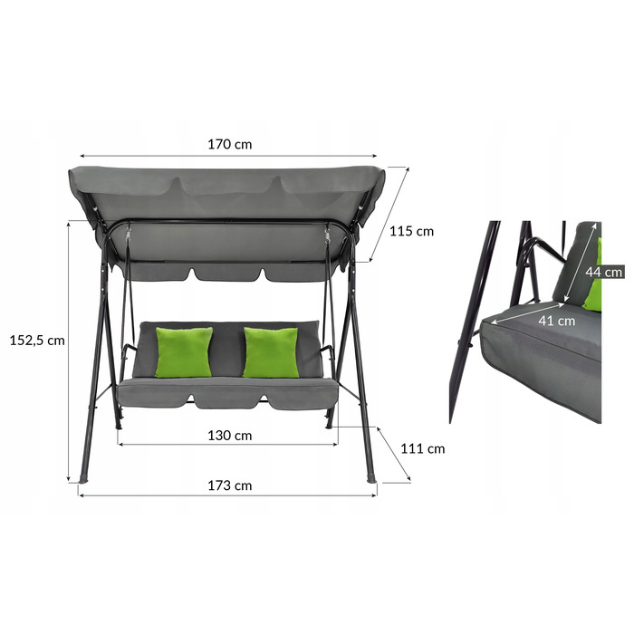 Садова підвісна гойдалка Kontrast, 41 x 130 см