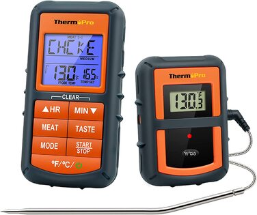 Термометр для барбекю ThermoPro TP07, бездротовий термометр для гриля, термометр для смаження з таймером для барбекю, духовки, коптильні, дальність дії до 90 метрів (дальність дії 150 м)