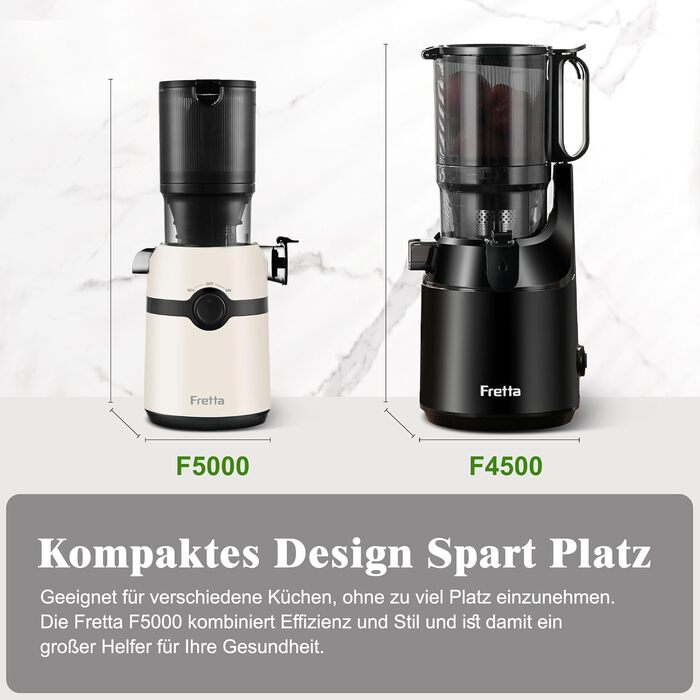 Фреш-прес Fretta: повільний соковичавник з широкою годівницею 108 мм, 200W, 1л, BPA-free Tritan, білий