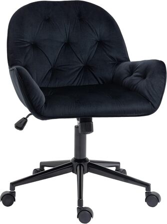 Крісло Vinsetto для дому та офісу: регульоване, обертове, з оксамитовою оббивкою, до 120 кг, для робочого кабінету та спальні (Чорний)