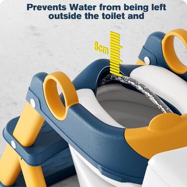 Дитячий унітаз-сходинка з сидінням 2-в-1 для хлопчиків та дівчаток, антиковзний, синьо-жовтий