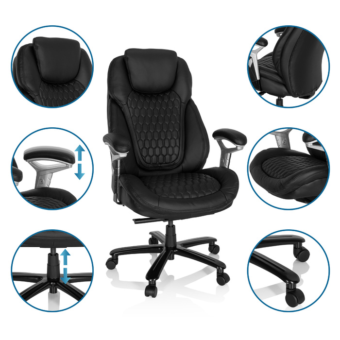 Крісло для керівника XXL PULLMANN I Leather Black HJH OFFICE