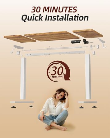 Регульований стіл BEXEVUE 120x60 см, електричний, з пам'яттю, для комп'ютера, білий