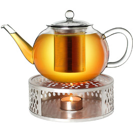 Скляний чайник Creano об'ємом 0,8 л Каструля з нержавіючої сталі, скляний чайник з 3 предметів з вбудованим ситечком з нержавіючої сталі і скляною кришкою