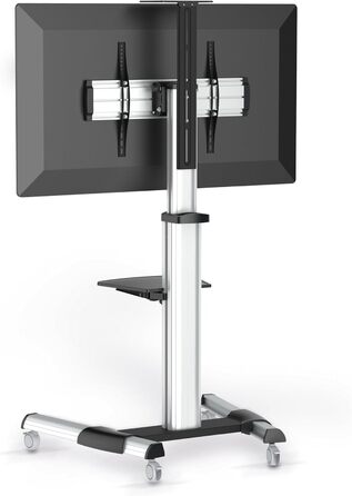 Підставка для телевізора Conecto TV Stand – регульована, поворотна, з роликами, 37-70 дюймів, модель LM-FS02G, срібна