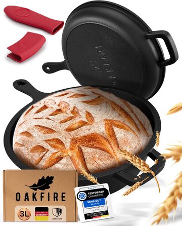 Чавунний горщик Oakfire 2в1, Ø26 см, 3,0 л, зі сковородою, з антипригарним покриттям, 4 елементи, для приготування та випічки