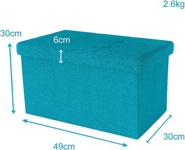 Лавка складна INTIRILIFE 49x30x30 см - Куб сидіння з місцем для зберігання та кришкою (темно-бірюзовий)