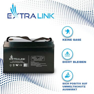 Акумулятор EXTRALINK 12V 100Ah AGM VLRA Гелевий для авто, човнів, кемперів, сонячних батарей