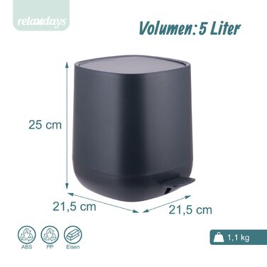 Відро для сміття Relaxdays 5 л з м'яким закриттям