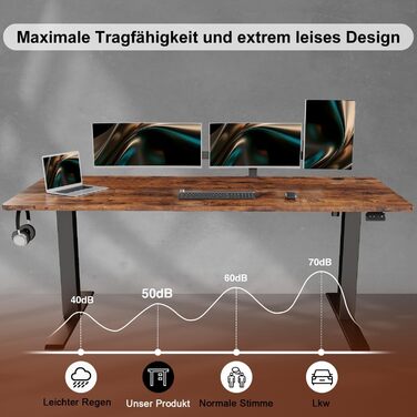 Електричний регульований стіл Devoko: ергономічний стіл для роботи та відпочинку (180 x 80 см, білий)